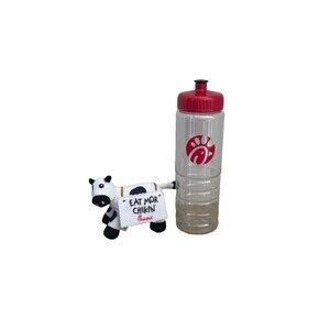 Chick-fil-A Plush Cow Doll Eat Mor Chikin 4" Tall Limited Edition & Water Bottle